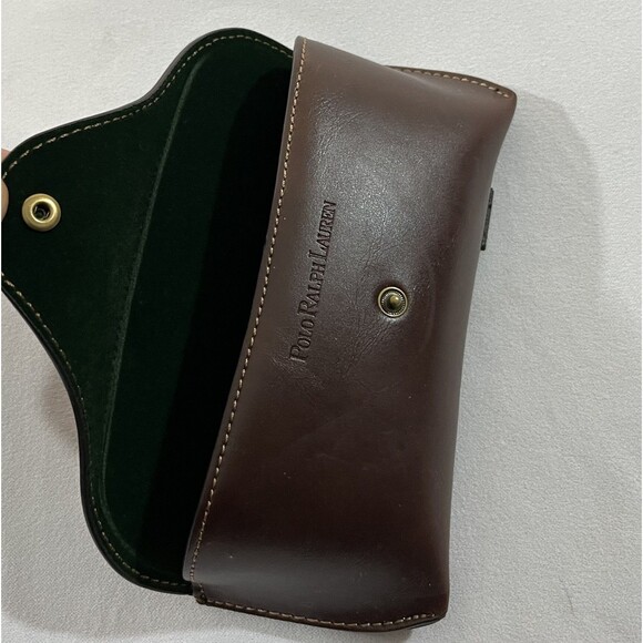 Ralph Lauren Brown Button Leather Eyeglasses Sunglasses Case Travel Belt Loop - Picture 5 of 10